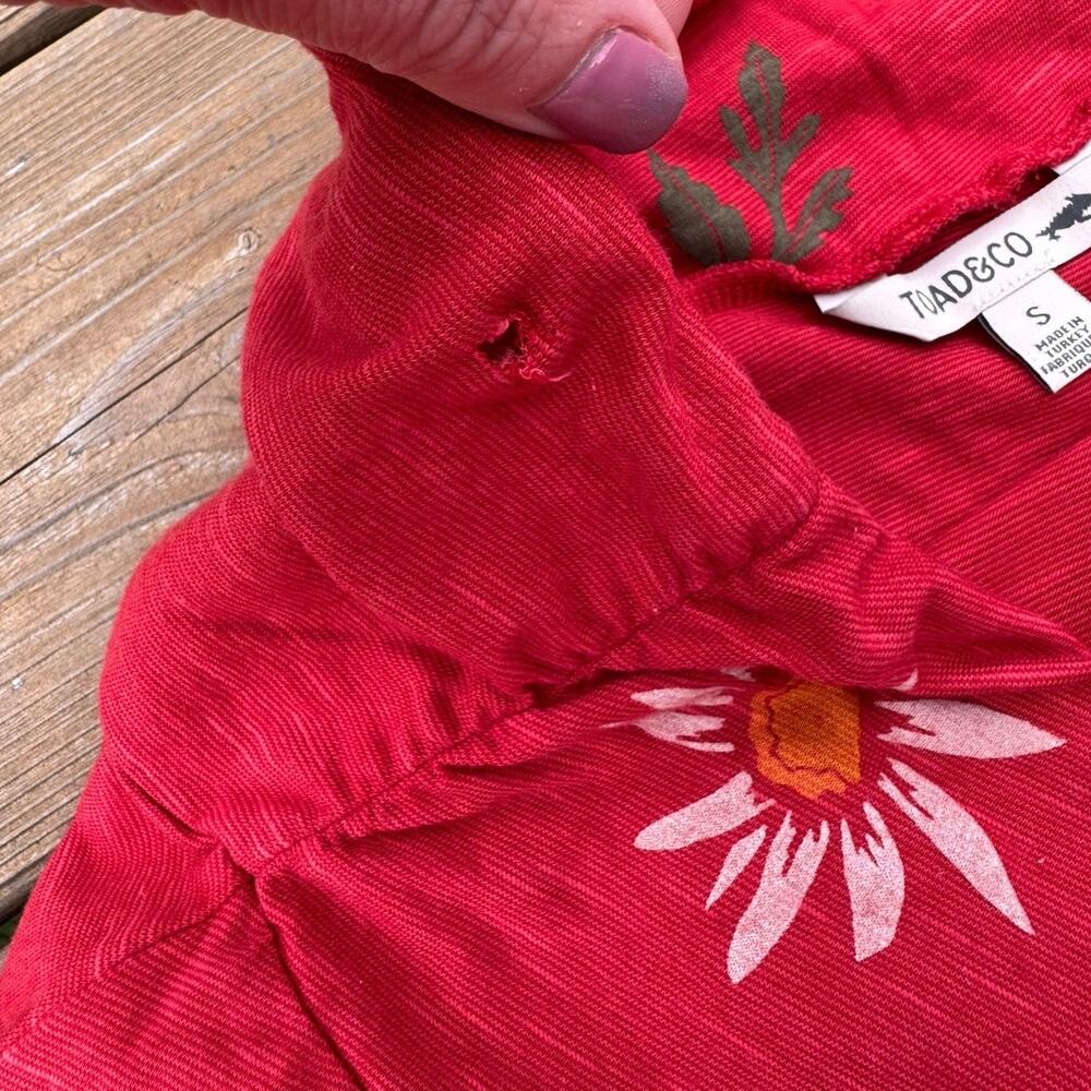 Toad & Co. size S Chaka Cotton Blend Daisy Floral Red Mini Skirt - Picture 6 of 8